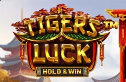 Qəhrəman pələng obrazı ilə ön planda olan Tigers Luck oyununun gözəl və güclü təsviri.